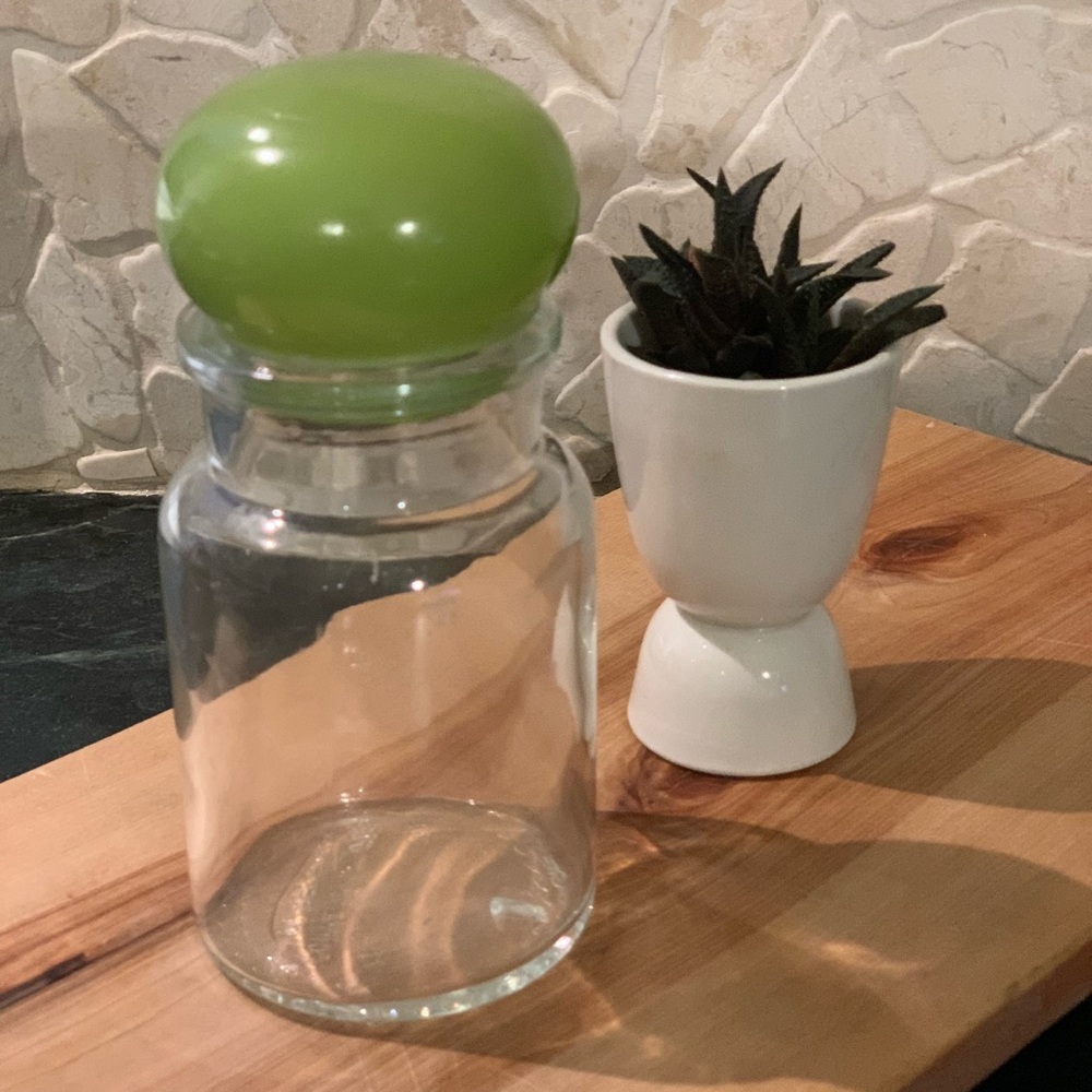 VINTAGE APOTHECARY JAR | Green and Clear Glass. | Made in Belgium.